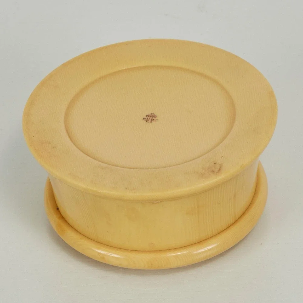 Ivaleur Hair Receiver Antique Celluloid plastic Cream Round Vanity Jar 4.5in
